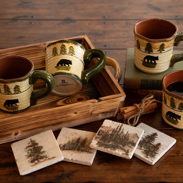 Loon Peak Dania Ceramic Rustic Lodge Mug Coaster Set Set of 8